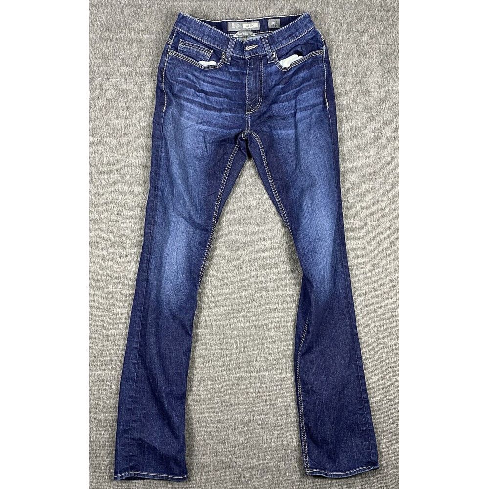 BKE Jeans Mens Size 30L  Alec Straight Leg Denim Blue Stretch Whiskered